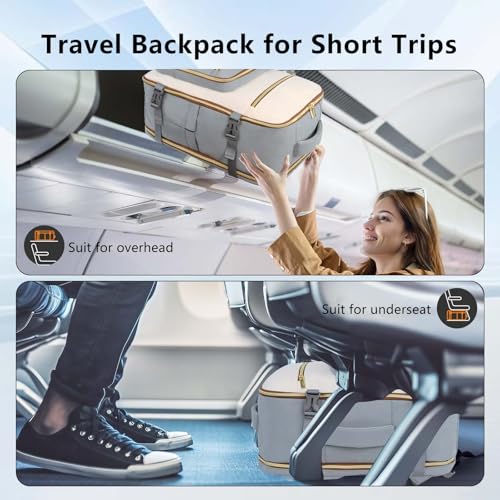 Travel Laptop Backpacks, 30L Carry On Backpack with 3 Packing Cubes, Travel Backpack for Women Airline Approved, Overnight Weekender Backpacks (Light Grey) - color: Grey