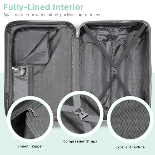 LARVENDER Luggage Sets 6 Piece, Expandable Luggage Set Clearance for Women, Suitcases with Wheels, Hardside Hard Shell Travel Luggage with TSA Lock, Mint Green - color: Mint Green, size: 6 piece set