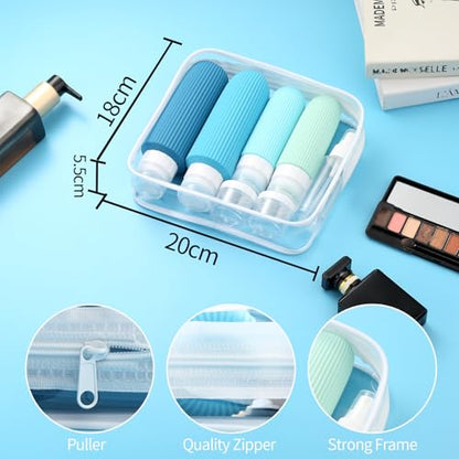Mrsdry 16 Pack Travel Bottles for Toiletries, Large 6oz Silicone Travel Containers, Leak Proof Refillable Liquid Shampoo And Conditioner Travel Essentials - color: Blue, size: Large