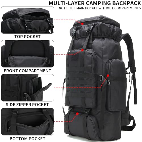 Hiking Backpack for Men 70L/100L Camping Backpack Military Rucksack Molle 3 Days Assault Pack for Climbing | Camping Backpack - color: 70l-black
