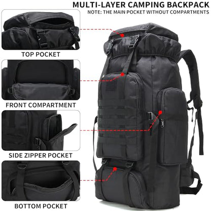 Hiking Backpack for Men 70L/100L Camping Backpack Military Rucksack Molle 3 Days Assault Pack for Climbing | Camping Backpack - color: 70l-black
