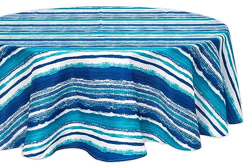 YiHomer Indoor Outdoor Tabletop for Spring Summer Decorations, Picnics and Dinner Parties - Stain and Water Resistant, Crayon Art (Ocean), Tablecloth, 60" Round - size: 60" (Round)