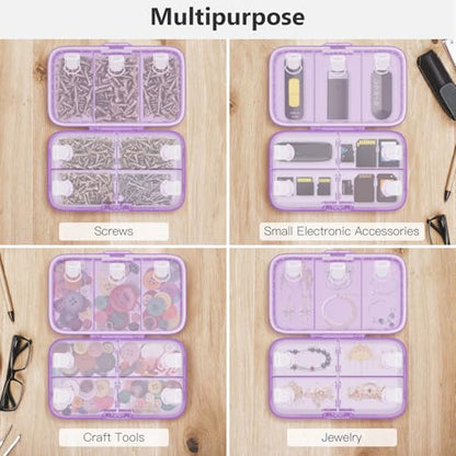 FYY Weekly Pill Organizer with Labels,8 Compartments Travel Daily Pill Case Airtight Moistureproof Large Pill Box to Hold Vitamins, Fish Oil, Supplements,Cotton Swab and Bandages-Purple - color: Purple