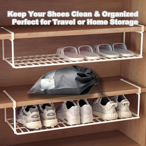 20 Pack Shoe Bags for Travel, 17" x 12.6" Drawstring Shoe Organizers with Clear Window, Breathable Non-Woven Dustproof Pouches for Luggage & Closet (Gray) - color: Gray
