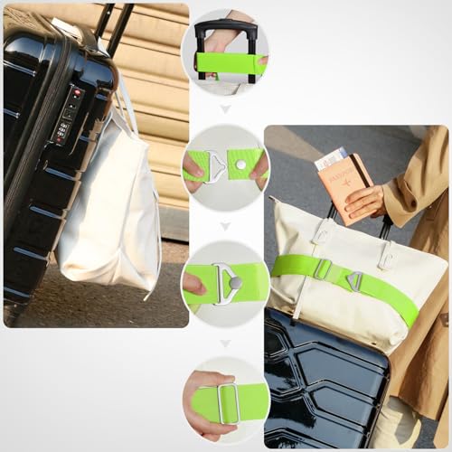 TOOVREN 2-in-1 Travel Belt for Luggage Straps Add a Bag Bungees Suitcase Luggage Strap Over Handle Suitcases Belt for Carry On Bag Adjustable Backpack Attachment Airport Travel Accessories Green - color: Green
