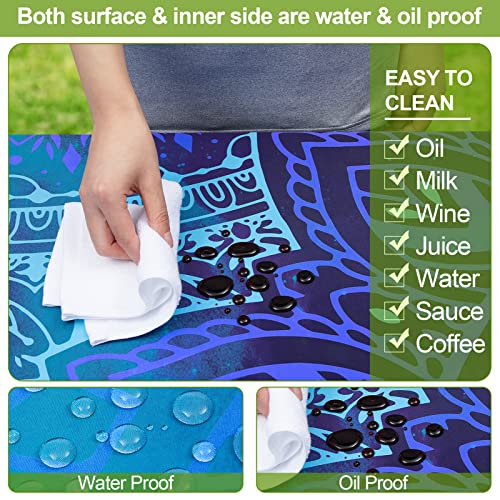 Picnic Table Cover with Bench Covers 6FT 3 Pcs Waterproof Windproof Aesthetic Camping Tablecloth with Drawstring Bag, Fitted for 6 Foot Rectangle Tables and Seats, 72 inch, Dark Blue Green - color: Dark Blue Green