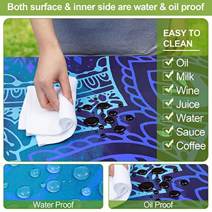 Picnic Table Cover with Bench Covers 6FT 3 Pcs Waterproof Windproof Aesthetic Camping Tablecloth with Drawstring Bag, Fitted for 6 Foot Rectangle Tables and Seats, 72 inch, Dark Blue Green - color: Dark Blue Green