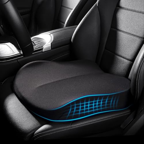 Adult Booster Car Seat Cushion, Wedge Memory Foam Pad for Driving Seat, Effectively Increase Height By 3.94 inch, Car Travel Accessories for Long Trips, (Black) - color: Black