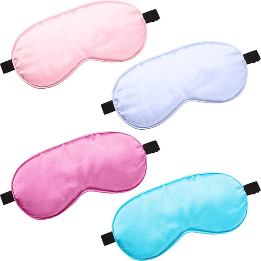 BBTO 4 Pcs Silk Sleep Eye Masks Smooth Soft Satin Eye Covers with Adjustable Strap Blindfold for Sleeping Blocking Out Lights Travel Relaxation (Purple, Pink, Sky Blue, Taro Color) - color: Purple, Pink, Sky Blue, Taro Color