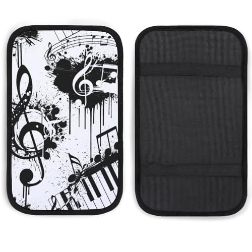Universal Car Armrest Cover Abstract Music Note Piano, Soft Comfort Cushion for Auto Center Console, Handrail Box Mat, Fit for Most Cars - color: Picture (61)