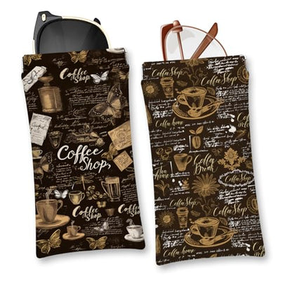 Eyeglasses Sunglasses Case PU Soft Squeeze Top Glasses Pouch for Women Men,Animal Pattern Portable Anti Scratch - color: Brown-coffee