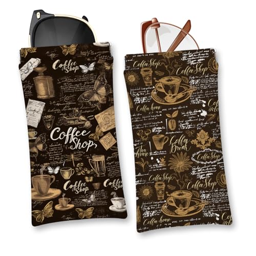 Eyeglasses Sunglasses Case PU Soft Squeeze Top Glasses Pouch for Women Men,Animal Pattern Portable Anti Scratch - color: Brown-coffee