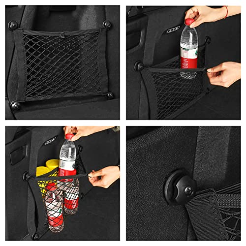 Universal Mesh Cargo Net for Car Trunk Storage,2 Pack Elastic Small Cargo Net Pocket Organizer Pouch Bag,Stretchable Automotive Cargo Nets with 8 Pieces Mounting Screws and Hooks for RV,SUV,Boats,Home - size: 17.7 x 9.8 inch