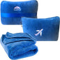 BlueHills Travel Blanket Pillow in Mini Soft Case Premium Plush Airplane Blanket in Soft Bag Compact Pack with Luggage Belt and Backpack Clip Car Portable Cozy Traveling Accessories - Royal Blue M07 - color: Royal-m07