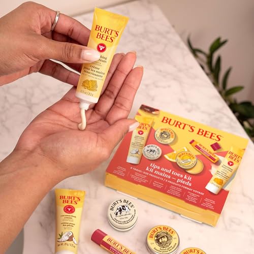 Burt's Bees Gifts Ideas, Tips and Toes Kit, 6 Travel Size Products - Pomegranate Moisturizing Lip Balm, 2 Hand Creams, Foot Cream, Cuticle Cream, and Hand Salve - size: 6 Count