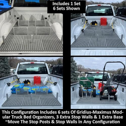 Keyfit Tools Truck Bed Organizer Gridius-Maximus (1 Set) Professional Contractor Grade Cargo System Modular Divider Trunk SUV Trailer Expandable Storage Secure Loads Custom Ridged Upgrade Net Or Bar