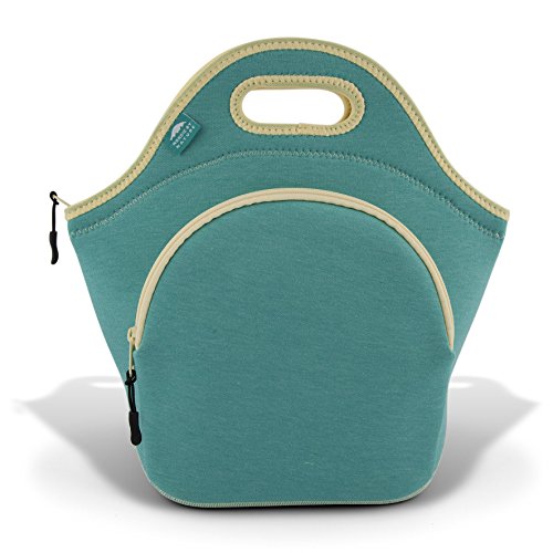 Nordic By Nature Insulated Neoprene Lunch Bag, Soft & Foldable Washable & Reusable Extra-Pocket (L) Lagoon - color: Lagoon, size: Large