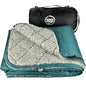 DOWN UNDER OUTDOORS Large Waterproof Windproof Extra Thick 350 GSM Quilted Fleece, or Sherpa Stadium Blanket - color: Teal/Heather Grey