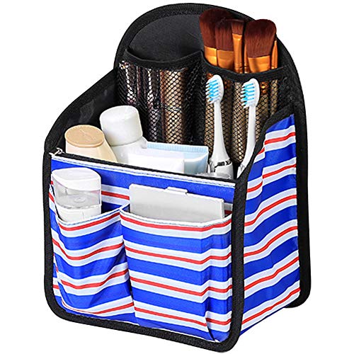 Waterproof Backpack Handbag Organizer Insert Divider Travel Bag with Zipper Portable Cosmetic Bag Organizer Insert Nylon Inner Bag Organizer (Blue Stripes) - color: Blue Stripes