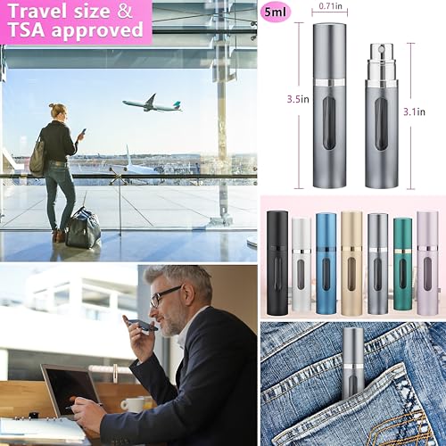 Refillable Perfume Atomizer Travel Bottle 5ml Leakproof Luxury Travel Perfume Refillable Bottle, Portable Perfume Atomizer (Gray) - color: Gray