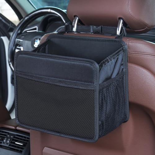 Car Seat Back Organizer Hanging Bag [2025 UPDATED] Foldable Backseat Storage Caddy with 5 Compartments & Adjustable Straps, Fits for Front/Back Headrest, Ultra-Durable - Black - color: Premium 1680D Oxford Cloth - Black Medium