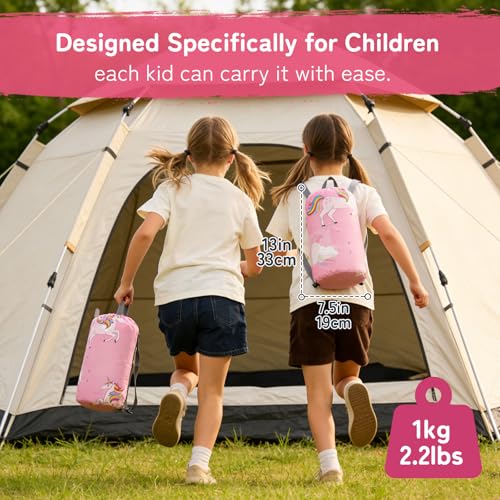 tuphen Kids Sleeping Bag - 50-77℉ 3-Season Waterproof Sleeping Bag for Boys & Girls, Lightweight 2.2 lbs Camping Gear with Compression Bag Ideal for Camping, Hiking, Indoor - color: Pink