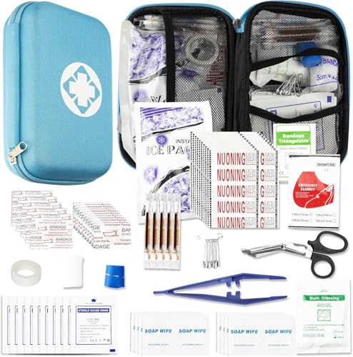 276PCS Small Travel First Aid Kit Supplies for Business, First Aid Kits Backpacking Essentials Items Trauma First Aid Survival Kits for Home Outdoor Adventure, Blue AMORNING - style: Blue-276Pcs