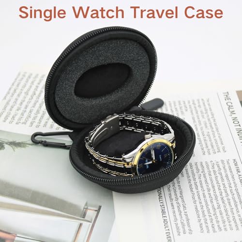 Watch Travel Case Single Storage - Fits all Wristwatches & Smart Watches up to 50mm Nylon Portable Watch Travel Box Organizer and Display for Men and Women - color: NL-BLACK