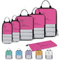 Custom 6 Set Compression Packing Cubes for Travel, Personalized Lightweight Luggage Organizer Bags with Name & Birth Flower, Expandable Large Expandable Packing Organizer, Hot Pink - color: Hot Pink