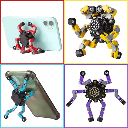 Gokeey Stocking Stuffers Gifts for Grandkids Transformable Fidget Spinners for Kids and Adults Stress Relief Sensory Fidget Toys for Boys Age 8-13 Teen Girls Kids Toys2 Pcs - style: 2PC-yellow&red
