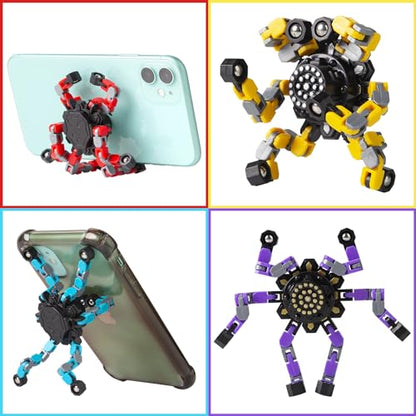 Gokeey Stocking Stuffers Gifts for Grandkids Transformable Fidget Spinners for Kids and Adults Stress Relief Sensory Fidget Toys for Boys Age 8-13 Teen Girls Kids Toys2 Pcs - style: 2PC-yellow&red