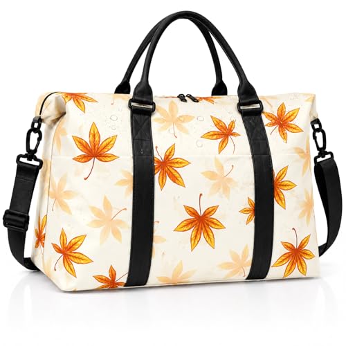 Weekender Duffel Bags for Women， Travel Totes Bag for Airplane Essentials, Overnight Bags for Women with Trolley Sleeve, Large Carry On Hospital Bag for Labor and Delivery, Sport, Gym - color: Maple Leaf
