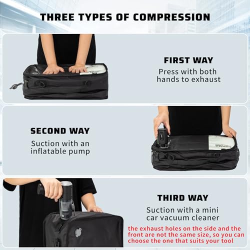 ONTYZZ Vacuum Compression Bag 20 inch Space Saver Bags Travel Case with IP67 Waterproof Zipper for Business Trip, One Bag Black - color: 20'' One Pack
