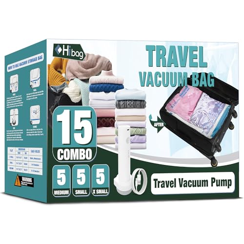 Travel Vacuum Bags with Electric Pump, Vacuum Travel Bags for Luggage and Suitcase, Combo 15 Pack - size: 15-combo