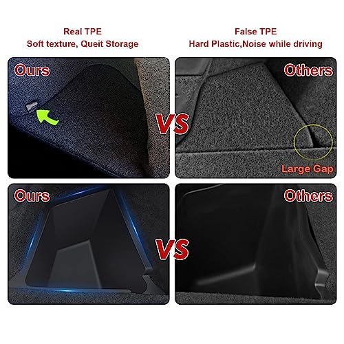 x xotic tech For Model Y 2022 2023 2024 2025 Rear Trunk Side Storage Organizer Bins Grocery Box with Lid Cover Packet Holder Compatible with Tesla Model Y (5-Seater, After July 2022) - size: Model Y 5-Seater (2022-up)