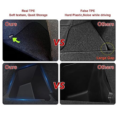 x xotic tech For Model Y 2022 2023 2024 2025 Rear Trunk Side Storage Organizer Bins Grocery Box with Lid Cover Packet Holder Compatible with Tesla Model Y (5-Seater, After July 2022) - size: Model Y 5-Seater (2022-up)