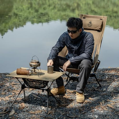 ONETIGRIS Tigerblade High Back Camping Chair with Pillow Design, Comfortable Widened Seat Folding Chair - color: Coyote Brown