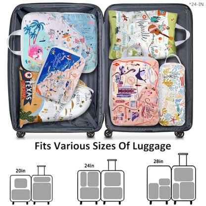 6 Set Compression Packing Cubes Compressed Storage Bags for Carry on Suitcases Packaging Luggage Bags Organizers for Travel