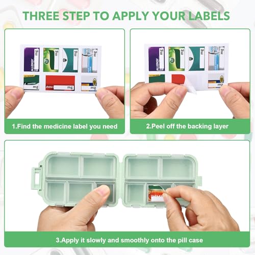 Green Foldable Pill Organizer with 189 Labels - Travel Medicine Kit (1 Pack) - color: Straw Green, size: Large