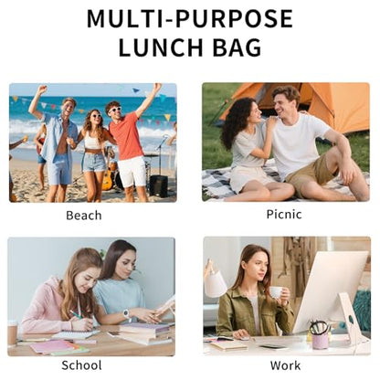 Lunch Bag Women Lunch Box for Women Adult Cute Insulated Lunch Bag Small Cooler Lunch Tote Bags for Work Picnic Travel (Beige-Light Strawberry) - color: Beige-Light Strawberry