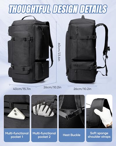 Ski Boot Bag Backpack for Helmet,70L Waterproof Vacuum Backpack Travel,Goggles, Gloves, Skis, Snowboard & Accessories,Snowboard Bag,Black - color: A3-black-with Pump