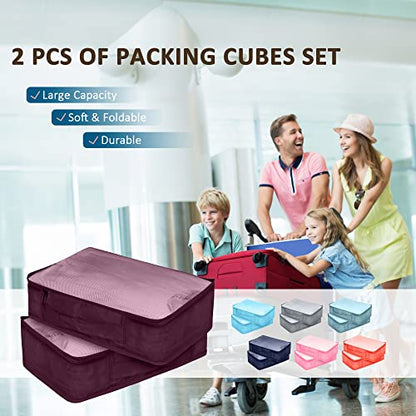 Packing Cubes Set, 2 Pcs Packing Organizers Set for Suitcases (Burgundy) - color: Burgundy