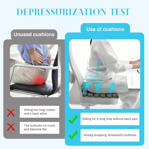 Airplane Seat Cushion for Long Flights, Inflatable & Portable Travel Cushion for Tailbone Pain Relief, Pressure Relief Car Seat Cushion for Office Chair and Wheelchair Use - size: Square