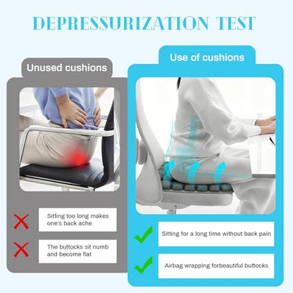 Airplane Seat Cushion for Long Flights, Inflatable & Portable Travel Cushion for Tailbone Pain Relief, Pressure Relief Car Seat Cushion for Office Chair and Wheelchair Use - size: Square