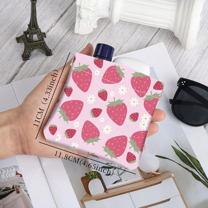 2Pcs PU Leather Small Squeeze Coin Purse Pouch Mini coin Bag Unique And Cute Wallet Cosmetic Bags Change Bag For Women Girls Men （Pink Strawberry - color: Pink Strawberry
