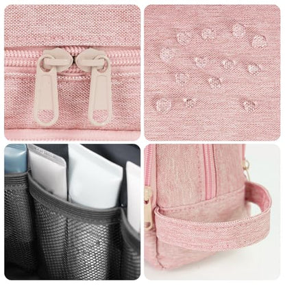 Toiletry Bag for Men Hanging Dopp Kit Water Resistant Shaving Bag Small Toiletry Bag for Traveling (Denim Pure Pink) - color: Denim Pure Pink