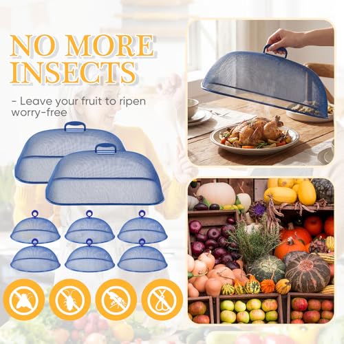 Hicarer 8 Pcs Metal Mesh Screen Food Cover for Outdoors Set Including Extra Large 18.5 in Mesh Food Tents and 11 in Large Dome Picnic Covers to Keep Bugs Away (Blue) - color: Blue