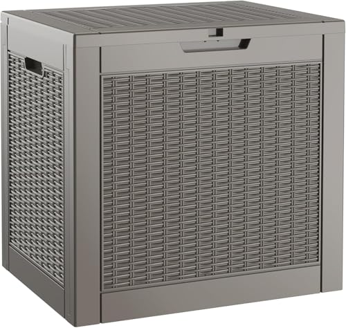 NUNU LAB Outdoor Storage Box 31 Gallon,Waterproof Indoor Outside Deck Boxes,Backyard Storage Bin for Package Delivery,Garden Tools,Patio Cushions,Pool Accessories,Storage Bench Lockable Lid,Tool Box - color: Rattan Beige, size: 31 Gallon