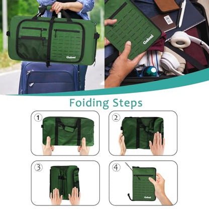 Foldable Travel Duffle Bag for Men Women, Waterproof with Shoe Compartment, 80L 120L Large Collapsible Luggage Bag, Lightweight Packable Duffel for Travel Sports Gym Airline Carry On Checked Bag - color: Green
