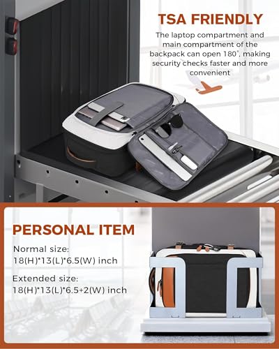 Vancropak 40L Carry On Travel Backpack for Men & Women, Expandable Flight Approved Weekender Backpack with 3 Packing Cubes, Water-Resistant Anti-Theft Laptop Backpack, Lightweight Business Travel Bag - color: Black White Light Brown